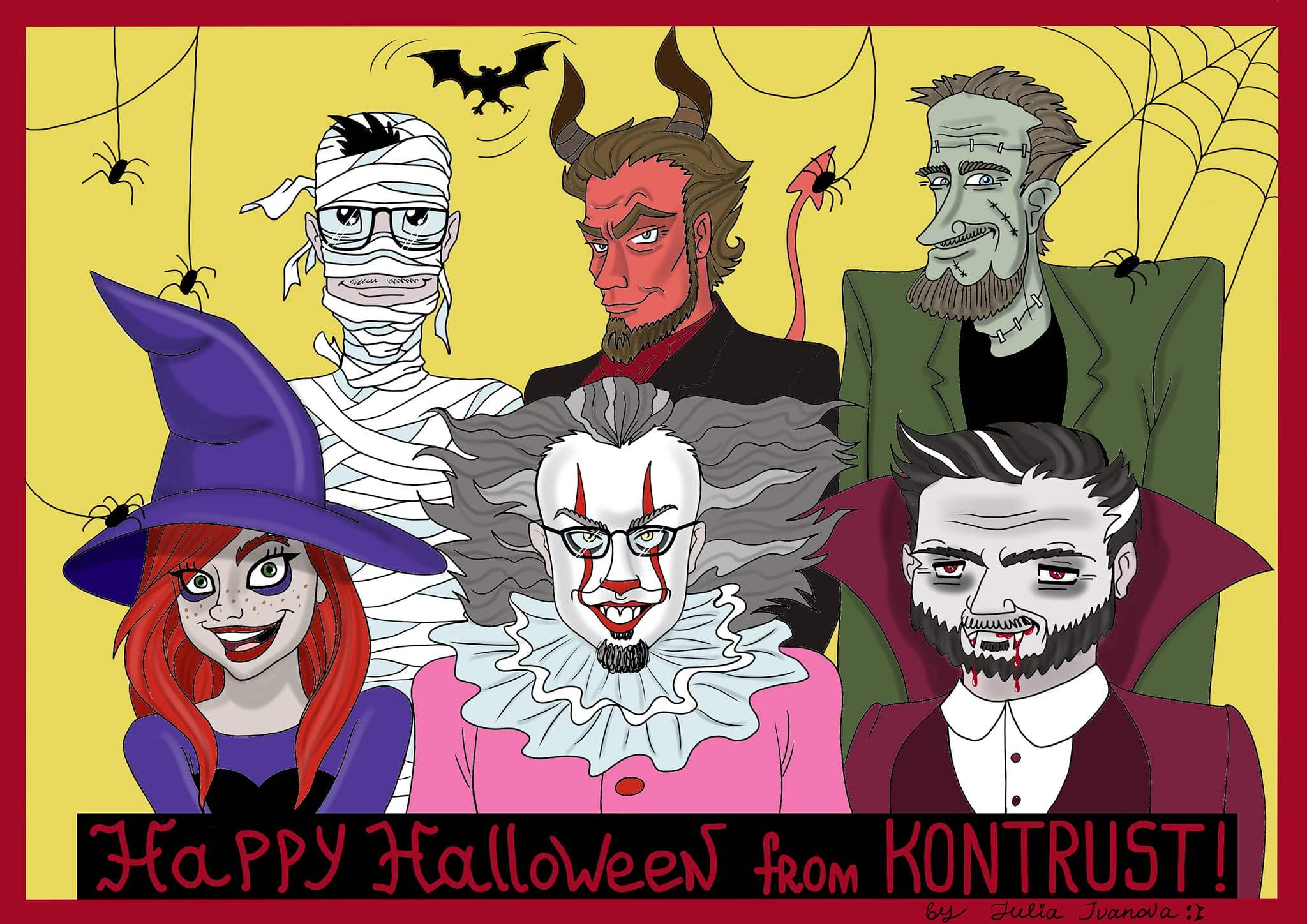 KONTRUST cartoon Halloween card by Julia Ivanova