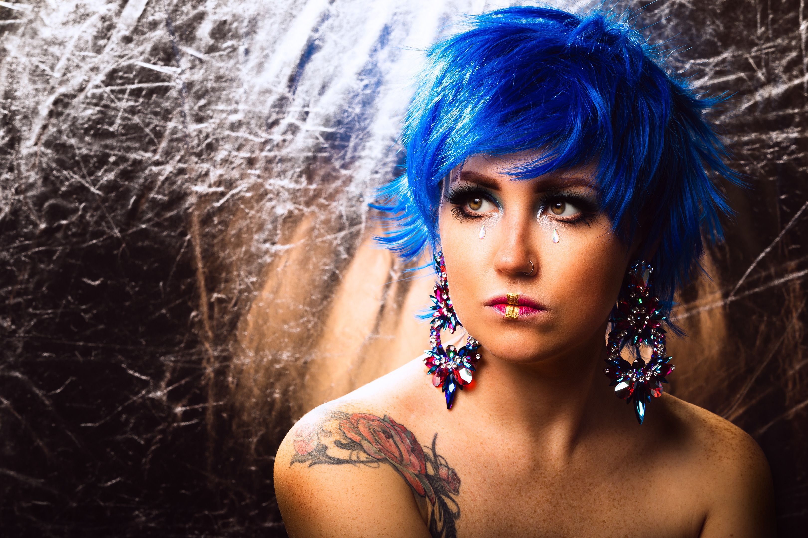 Julia Ivanova with blue hair